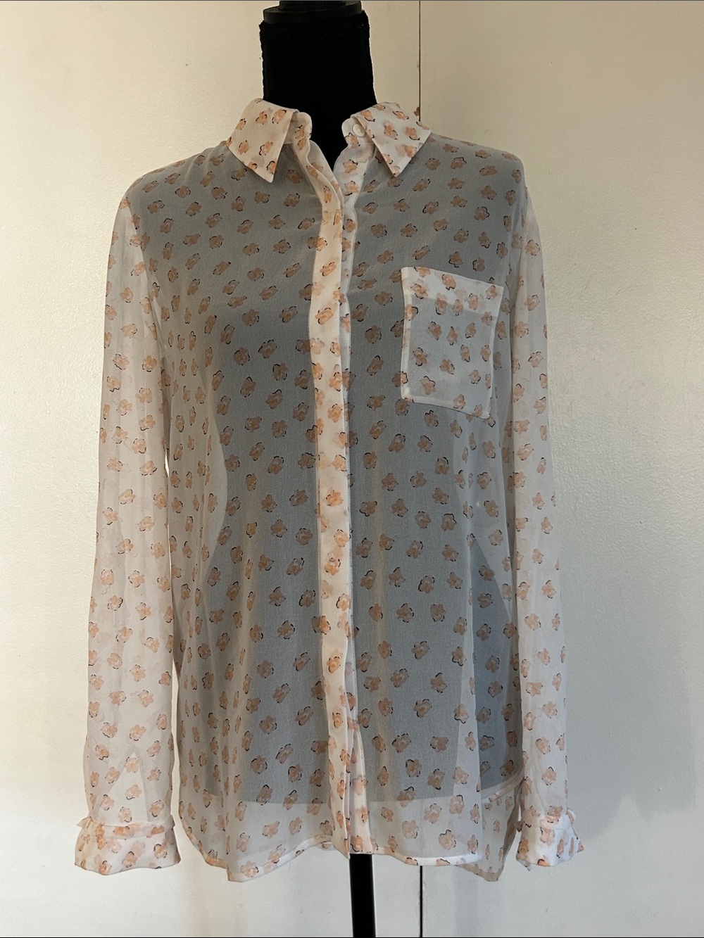 Diane Von Furstenberg Lorelei Two Silk Blouse Lightweight Chiffon Sheer
